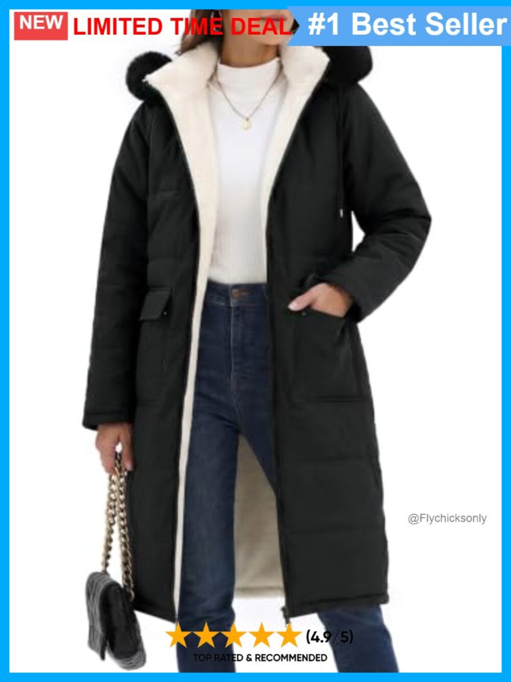 Women's Faux Fur Lined Puffer Jacket Water-Repellent Hooded Winter Coat